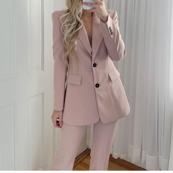 Zara powered pink brush classic fit tuxedo suit - Picture 4 of 8